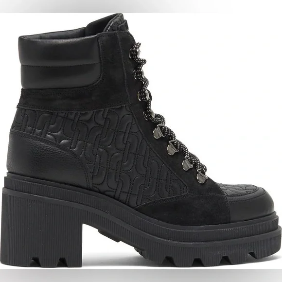 Women’s Voile Blanche Loden Lug Leather Trim Black Booties Boots, Size 5 - Picture 3 of 10